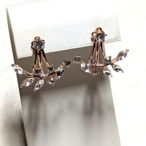 Elegant Rose Goldtone & Clear Crystal Pierced Earrings